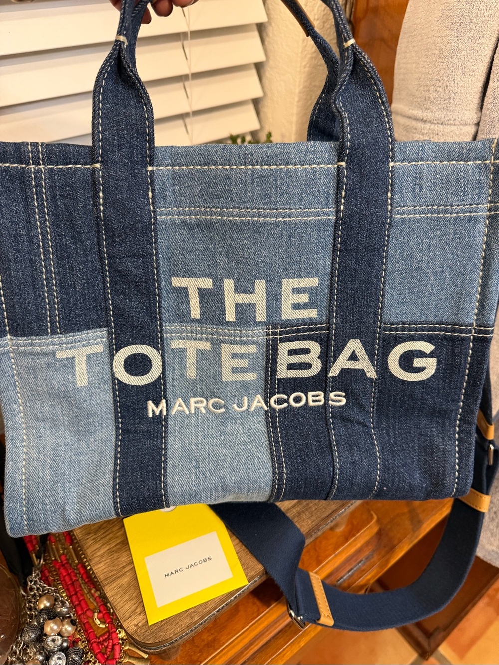 Marc Jacobs The Denim Medium Tote Bag Patchwork Blue Denim